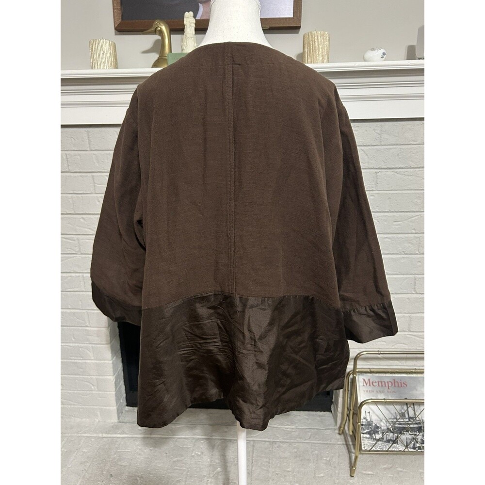 Hard To Find Eileen Fisher 2xl Brown Silk Blend Knit Jacket Cardigan Asian Style - Picture 4 of 6